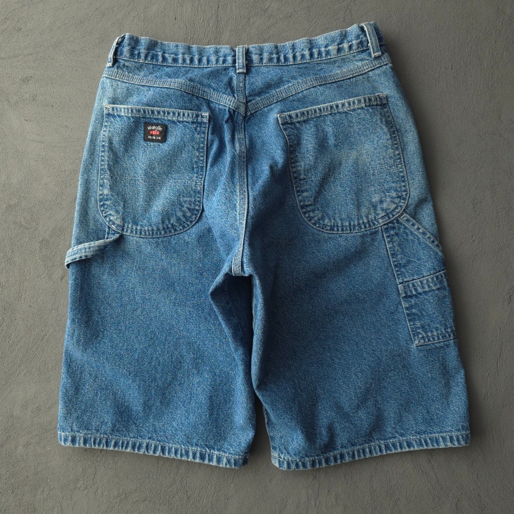 Vintage 2000s Wrangler Blue Denim Carpenter Shorts Size 30 Carpenter Pockets